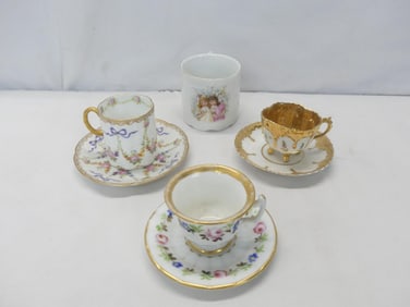 Lot of 3 Bone China Demitasse Cups & Saucers & Childs Cup