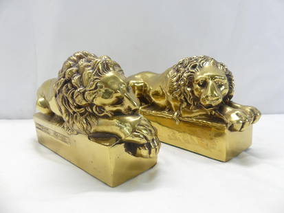 Vintage Antonio Canova Lion Bookends: approx. 8 x 4, see photo's