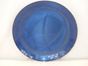 Mid-Century Aluminum Blue Enamel Plate