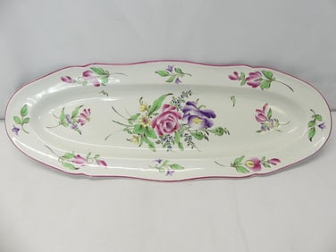 Antique Semi Porcelain Plater, Luneville France, Hand Painted