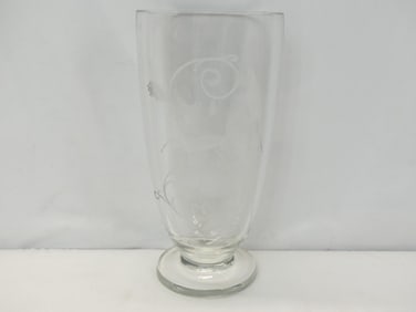 Vintage 1940's Glenn Belle-Isle Heavy Etched Crystal Vase with Deer