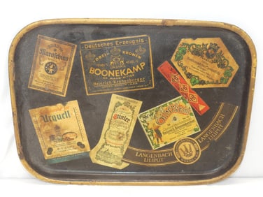 Vintage Western Germany Paper Mache Tip Tray with Advertising