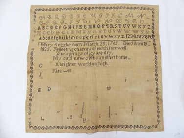 Antique 1825 Sampler, Mary Ruggles 1765-1825