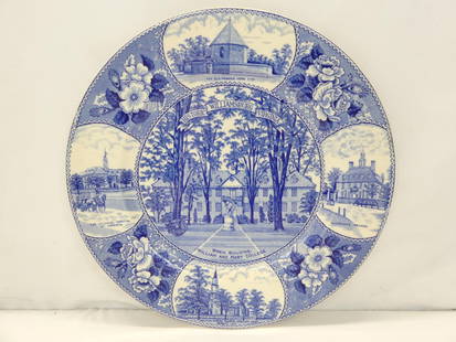 Antique Flow Blue Old English Staffordshire Plate Williamsburg Virginia: approx. 10 inches, see photo's