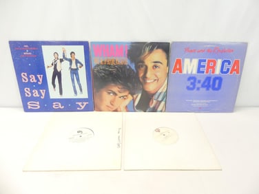 Lot of 5 Vintage Record Albums, 3 Prince, Michael Jackson, Wham