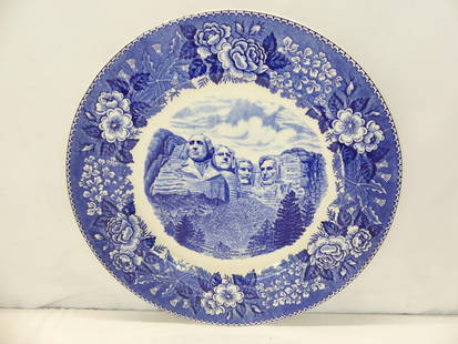 Antique Flow Blue Old English Staffordshire Plate MT Rushmore: approx. 9 7/8, see photo's