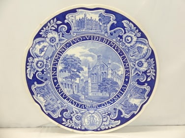 Antique Wedgewood Flow Blue Plate Columbia College & Campus