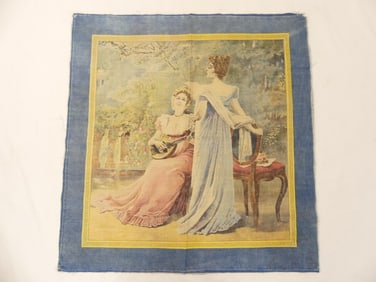 Antique Campbell Metzger Lithograph Pillow Cover of Women