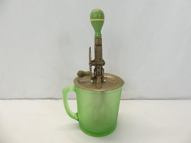 Green Depression Measuring Cup with Hand Mixer Top