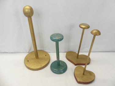 Lot of 4 Vintage Wooden Hat Stands