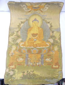 Antique Tibetan Seated Buddhist Tapestry