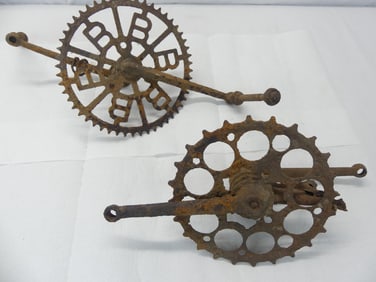 Lot of 2 Antique Metal Bicycle Sprockets