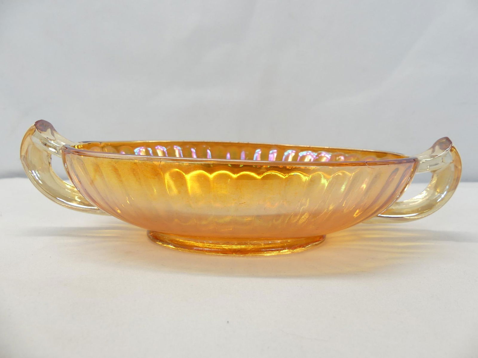 Vintage Amber Carnival Glass Double Handle Serving Dish (1 of 7)
