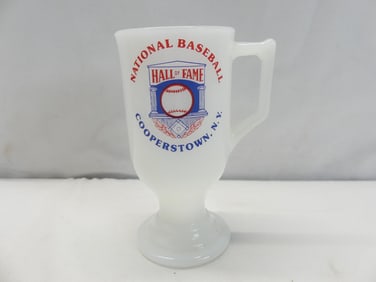 Vintage Hall of Fame Cooperstown Milk Glass Mug