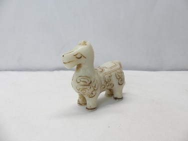 Antique Hand Carved Chinese White Jade Horse