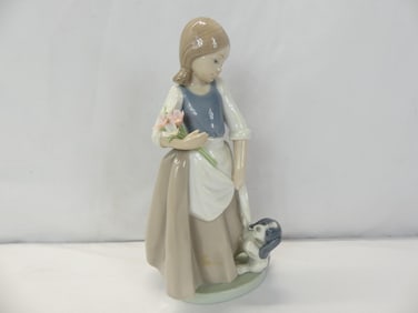 Vintage lladro Nao Girl with Flowers & Puppy