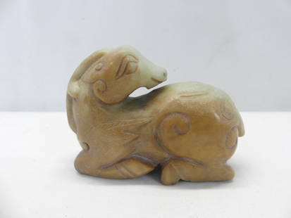 Antique Chinese Hand Carved Jade Ram, Nice Detail: approx. 2 1/4 x 3 inches, see photo's