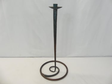 Vintage Arts & Crafts Era Twisted Base Copper Candle Stand