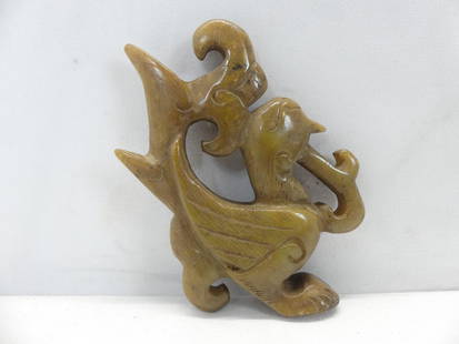 Antique Chinese Hand Carved Jade Pre Historic Bird: approx. 3 1/2 inches tall, see photo's