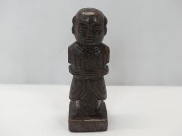 Early Hand Carved Chinese Jade Chop Emperor Figure