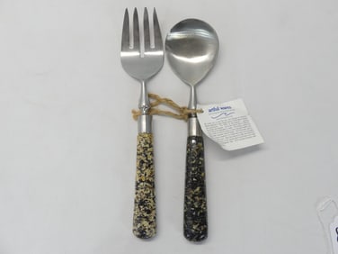 Vintage Artful Wares Sea Shell Creations Serving Fork & Spoon