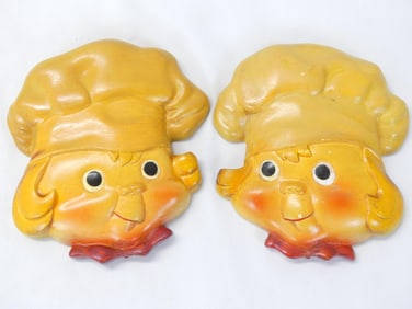 Vintage 1950's Campbell Soup Kids Chalkware Wall Plaques