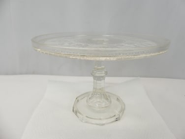 Vintage Clear Pressed Glass Footed Cake Plate