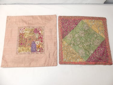 Vintage Southeast Asian Metallic Embroidered Pillow Covers