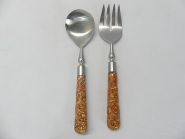 Vintage Artful Wares Sea Shell Creation, Serving Fork & Spoon