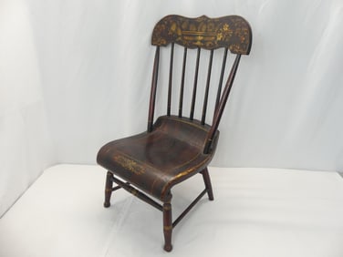 Antique Plank Seat Children's Chair with Stencil