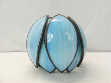 Vintage Blue Slag Glass Tulip Lamp Shade