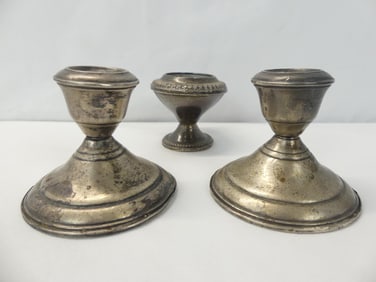 Lot of 3 Pieces Weighted Sterling Silver Candle Holders