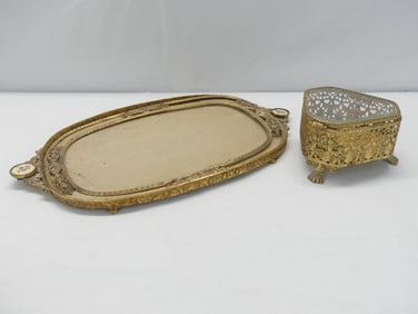 Vintage Dresser Tray & Jewelry Casket