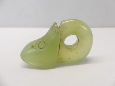 Unusual Antique Chinese Carved Jade Bird Archers Ring