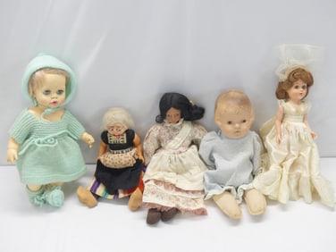 Lot of 5 Various Vintage Dolls