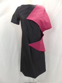 Vintage 1960's Black & Maroon Silk Shift