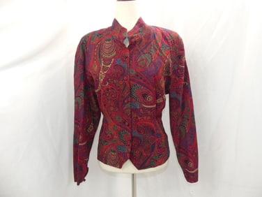 Vintage 1980's Jacques Vert Red Wool Paisley Blouse