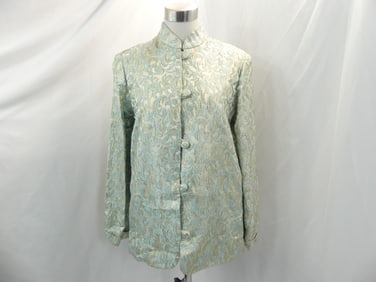 Vintage 1960's Gold & Blue Silk Metallic Jacket