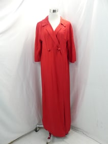 Vintage 1960's Gale Mitchell Red Silk Full Length Coat