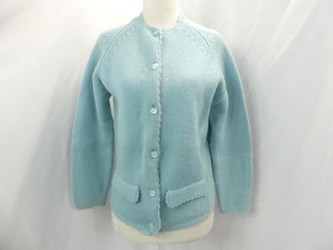 Vintage 1950/60's Evan-Picone Blue Knit Cardigan