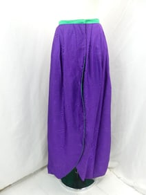 Vintage 1960's Purple & Green Silk Wrap Style Skirt