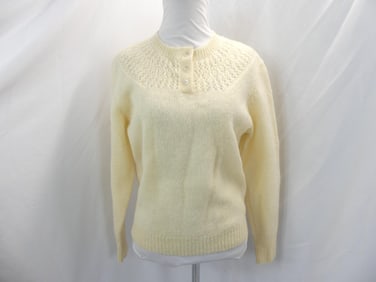 Vintage 1970's Dean White Wool Knit Sweater