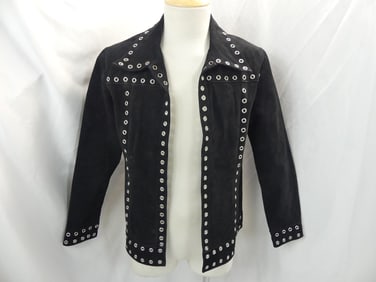 Vintage 1990's Blucid Black Suede & Grommet Jacket