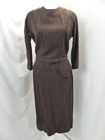 Vintage 1960 Abercrombie & Fitch Brown Wool Dress