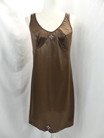 Vintage Pompadour Brown Nylon Full Slip