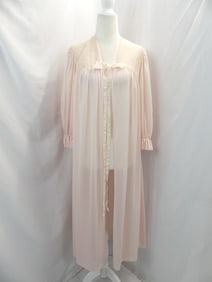 Vintage 1950's Seamprufe Pink Nylon & Lace Robe