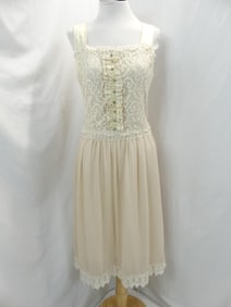 Vintage 1980's W Show Lace Bodice Dress with Beads