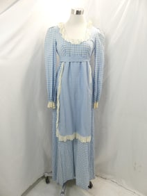 Vintage 1970 Neiman Marcus Blue Check Maxi Dress