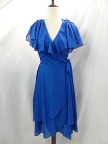 Vintage 1980's Samuel Blue Wrap Style Disco Dress