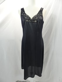 Vintage Black Nylon & Lace Full Slip Old Store Stock